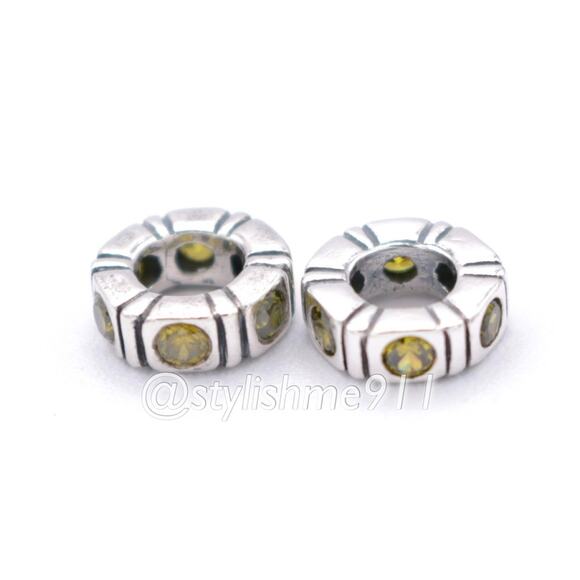 Two Authentic Pandora Trinity Green CZ Spacers - 790368GCZ - Picture 8 of 12